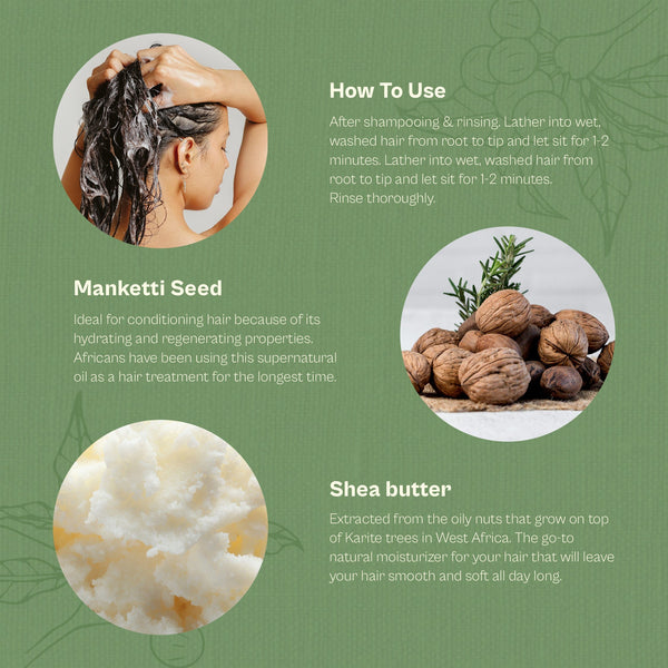 Manketti Seed Oil & Shea Butter Hair Conditioner (100ml) - August Bioscience